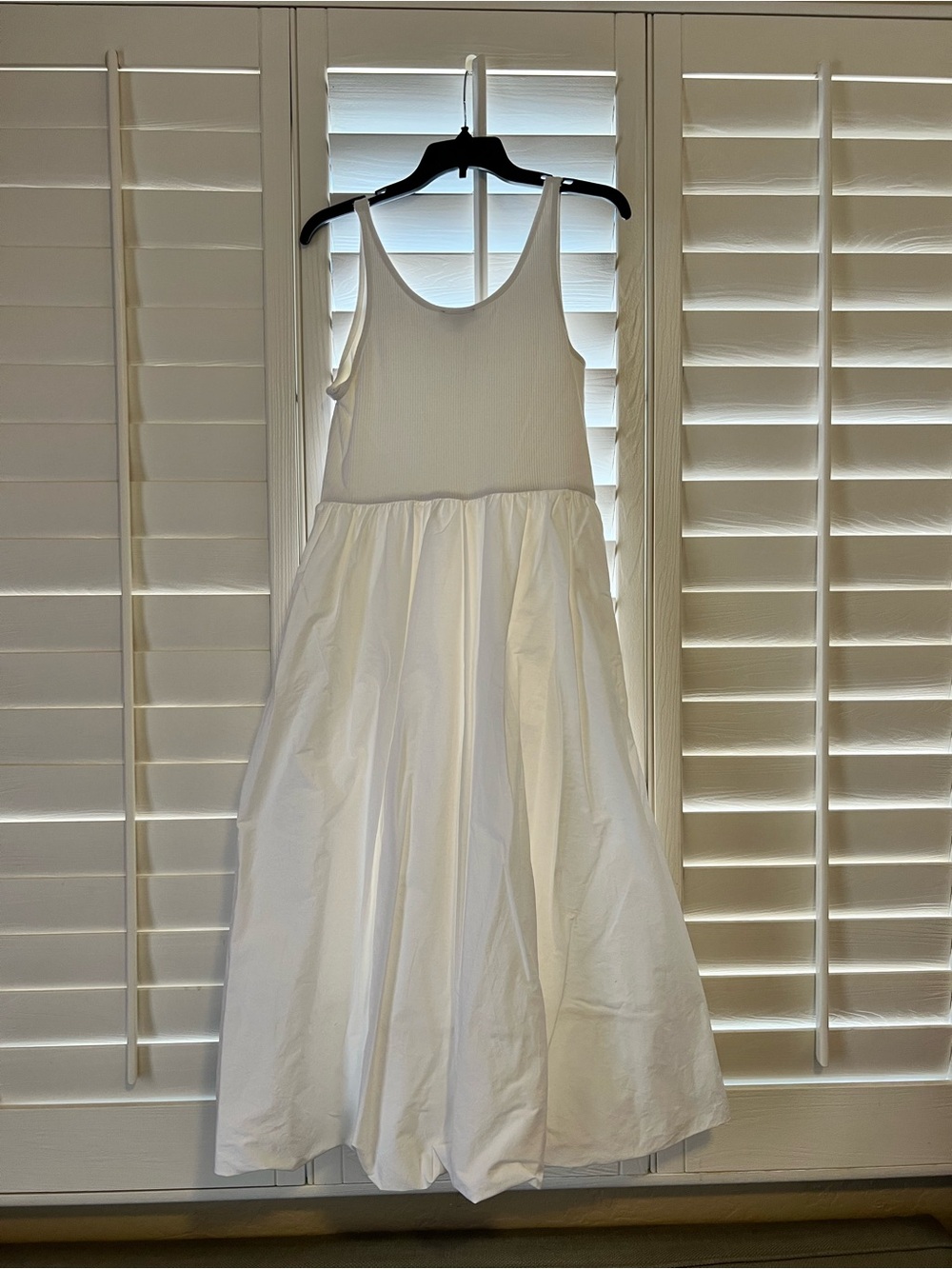 J. Crew White Ribbed Tank Top Pleated Midi Dress - Picture 3 of 4